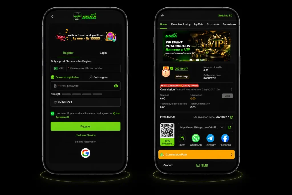 666A Game registration form and withdrawal system for Android users in Pakistan