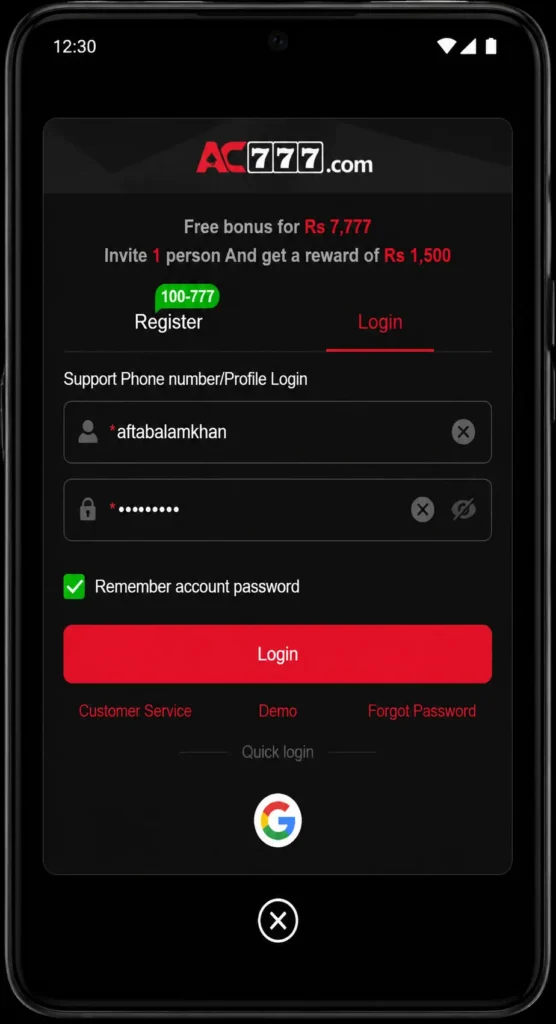 How to Login to AC777 Game