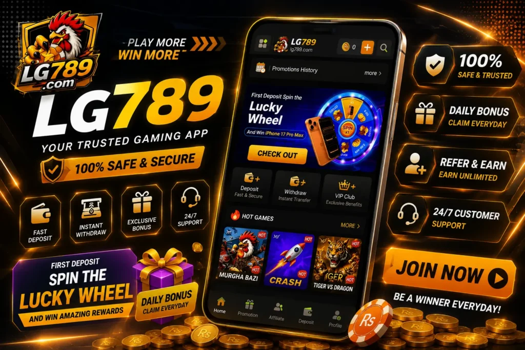 LG789 Game Download banner showing the latest Android APK for Pakistan 2026