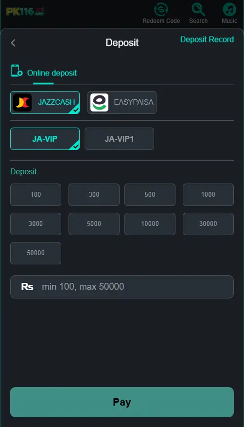 PK 116 Game Download in Pakistan 2026 Withdrawal System Page